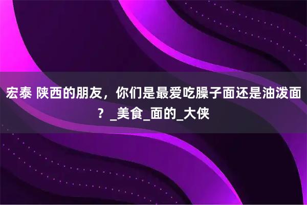 宏泰 陕西的朋友，你们是最爱吃臊子面还是油泼面？_美食_面的_大侠